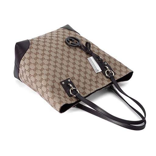 1:1 Gucci 247237 Gucci Charm Medium Tote Bags-Coffee Fabric